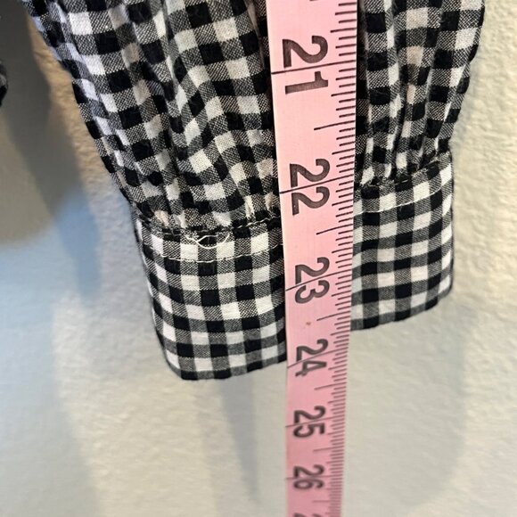 J. Crew Gathered Popover Shirt Microgingham Preppy Long Sleeve Black/White Sz 6 - Picture 9 of 11